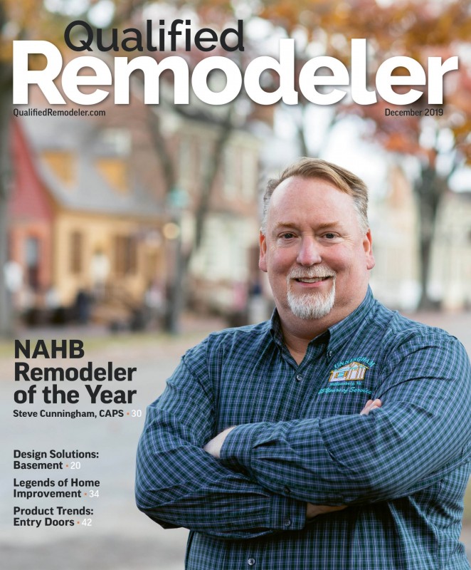 Qualified Remodeler magazine cover featuring NAHB Remodeler of the Year Steve Cunningham.